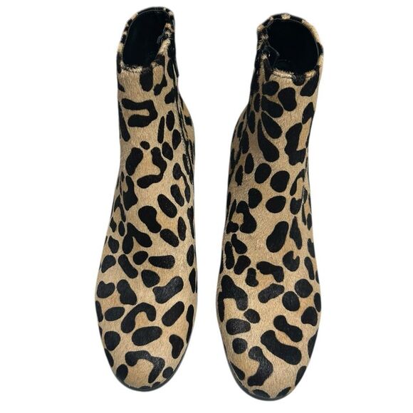 Van Eli Calf Hair Leopard Print Ankle Boots Size 7 Block Heel Cheetah Print - Picture 2 of 15